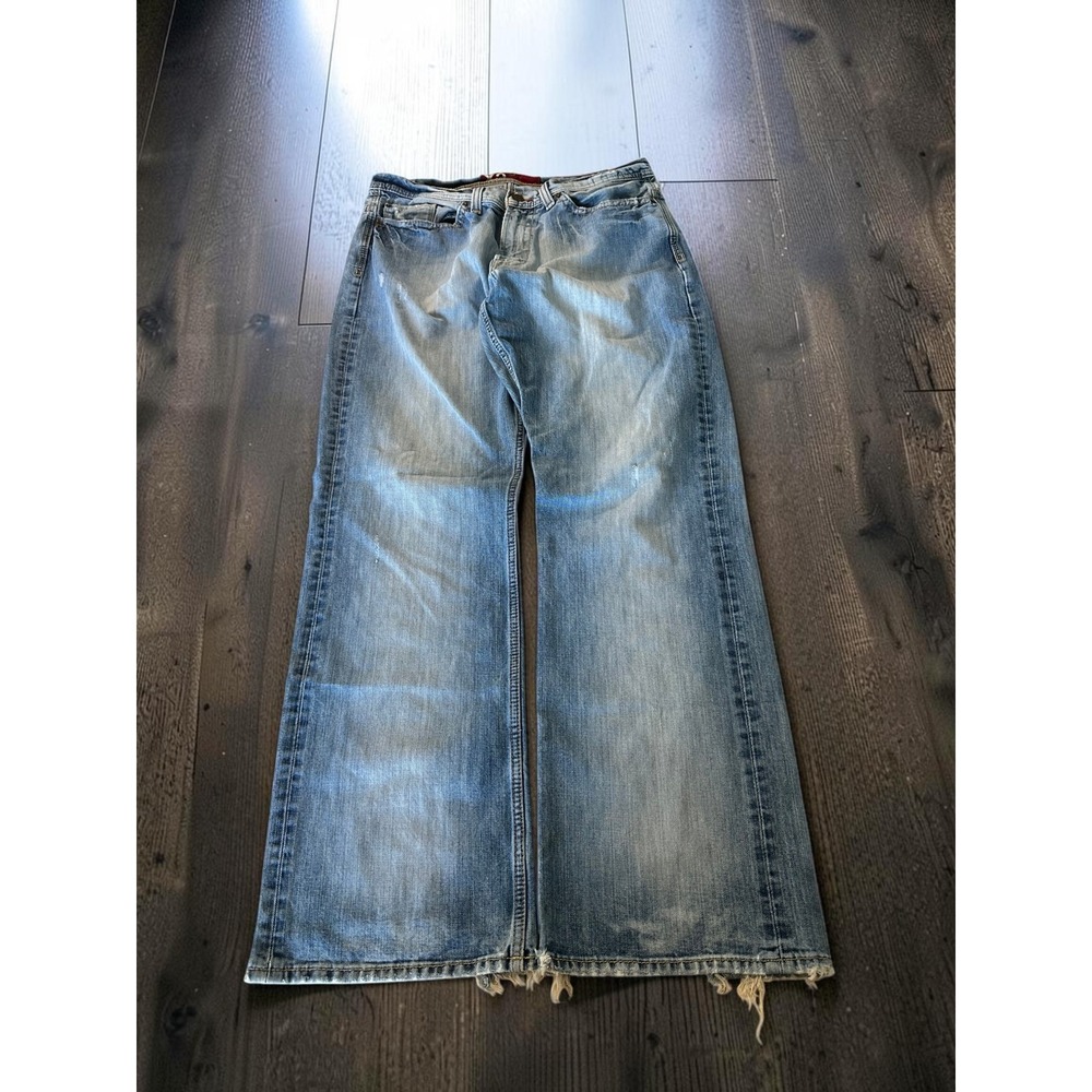 X2 M42 Loose Bootcut Jeans Mens 36x34 Blue Distressed Y2K 2007 Baggy Grunge